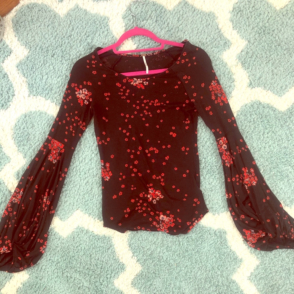 Free People Bell Sleeve Top with flowers